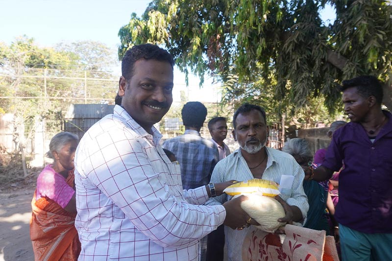 we distributed rice and cooking oil packets