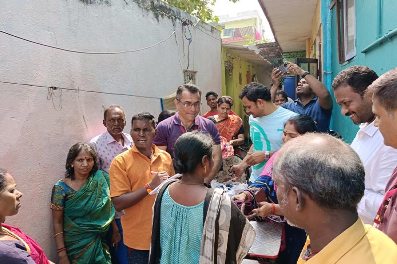 We distributed new clothes to 200 residents