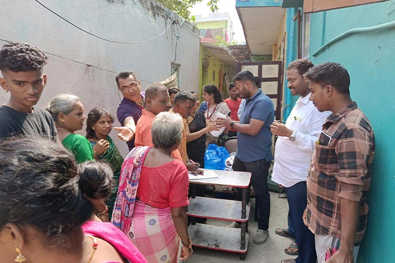 We distributed new clothes to 200 residents