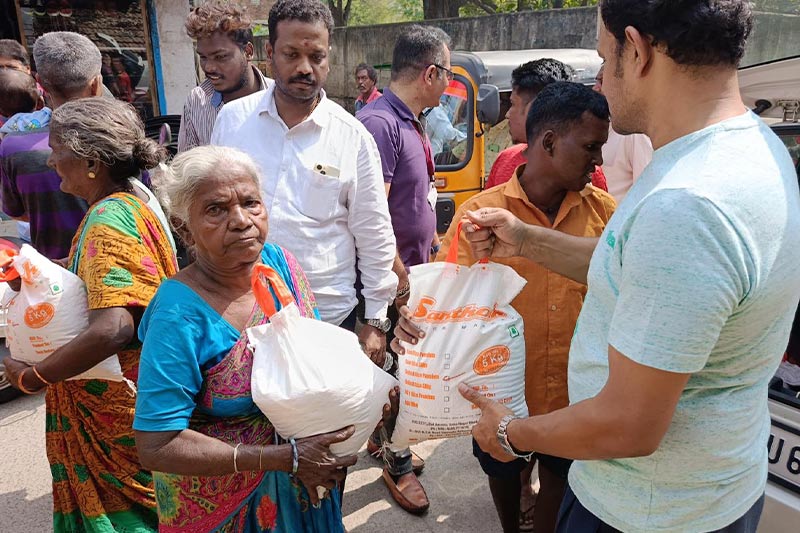  Distribution of rice bags to economically weaker 