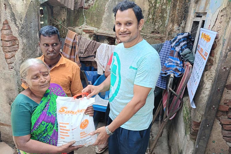  Distribution of rice bags to economically weaker 